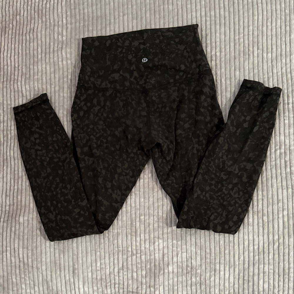 Lululemon Black and Green Patterned Leggings